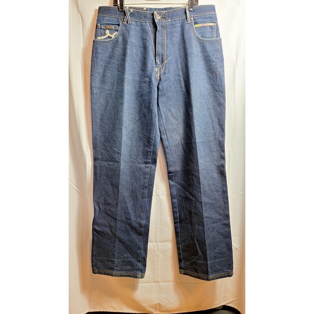 Vtg LRG Cream Of The Crop Jeans Sz 38 Blue Baggy Loose Skater Y2K Streetwear EUC